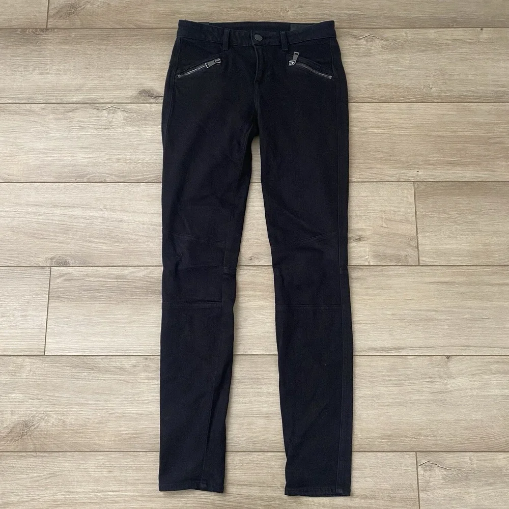 Vince Sz 25 Black Cargo Skinny Jeans Denim Zip Cotton Elastane Women Pockets USA